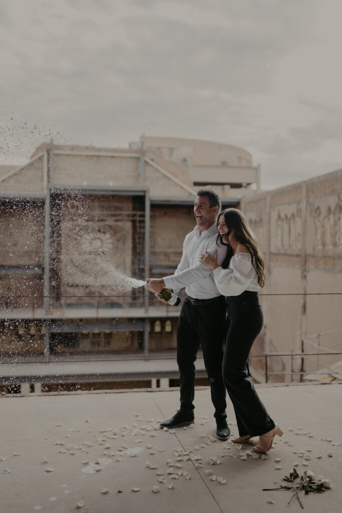 Proposal Champagne Spray Photo Pose