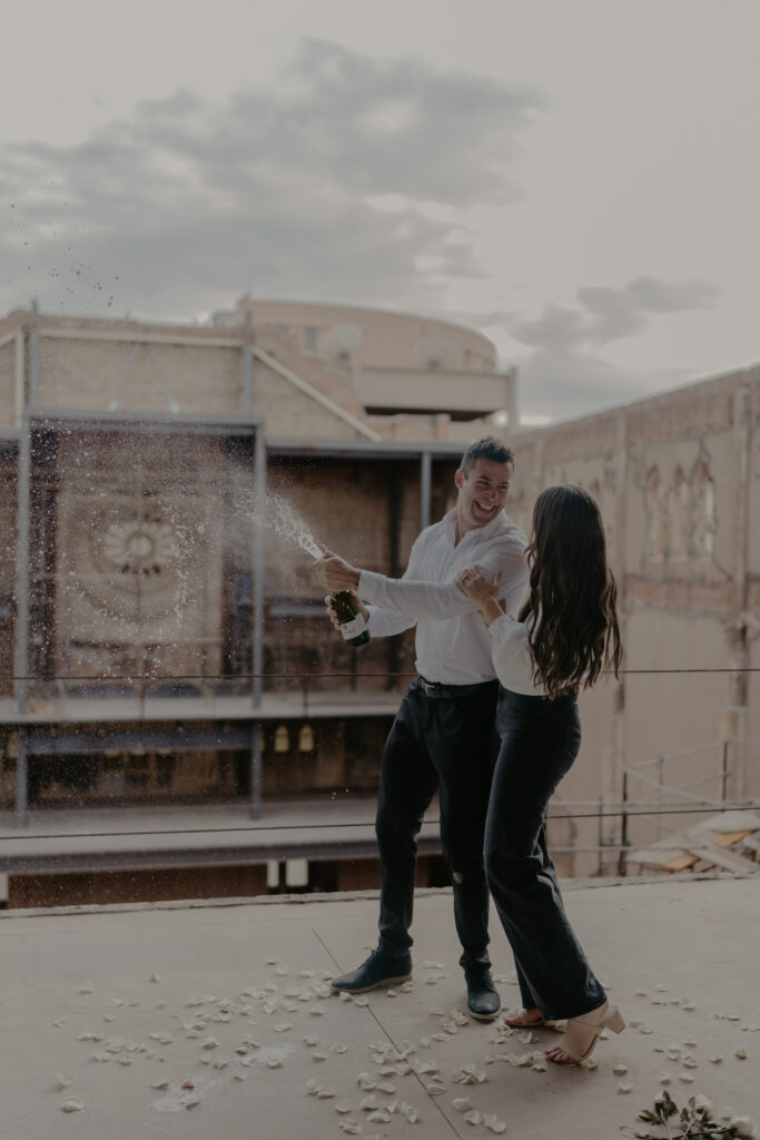 Proposal Champagne Spray Photo Pose