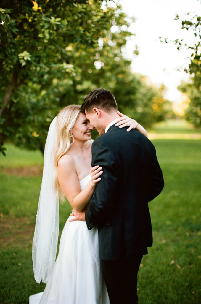 film orchard wedding photo newlywed poses